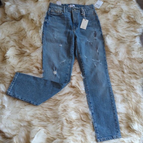 NWOT Good American Good Classic Distressed Straight Leg Jeans in Indigo 046 - Picture 12 of 12